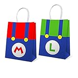 16 PCS Birthday Favor Gift Bags for Super Bros Mario Birthday Party Supplies for...