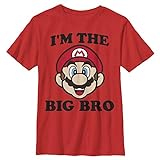 Nintendo Big Bro Graphic - Playera para niños, Rojo/Oficial Big Dark Brown...